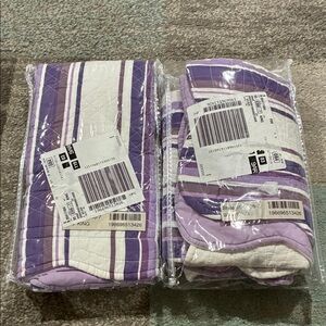 Lavender and White Striped Pillow Set